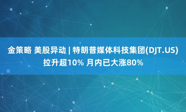 金策略 美股异动 | 特朗普媒体科技集团(DJT.US)拉升超10% 月内已大涨80%