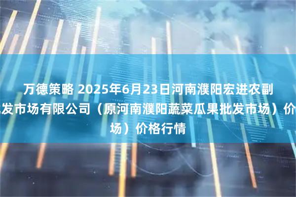 万德策略 2025年6月23日河南濮阳宏进农副产品批发市场有限公司（原河南濮阳蔬菜瓜果批发市场）价格行情